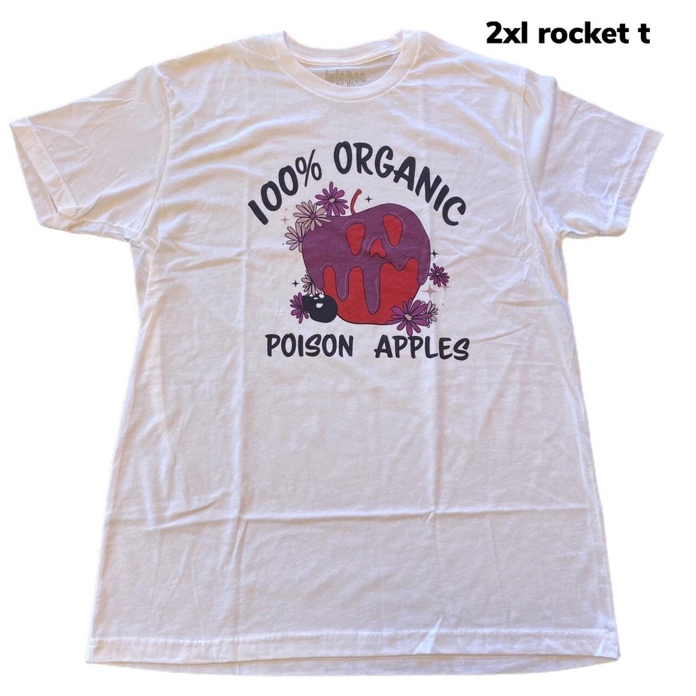 2Xl LuLaRoe ROCKER T Halloween 100% ORGANIC POISON APPLES Cotton Fits 20/22
